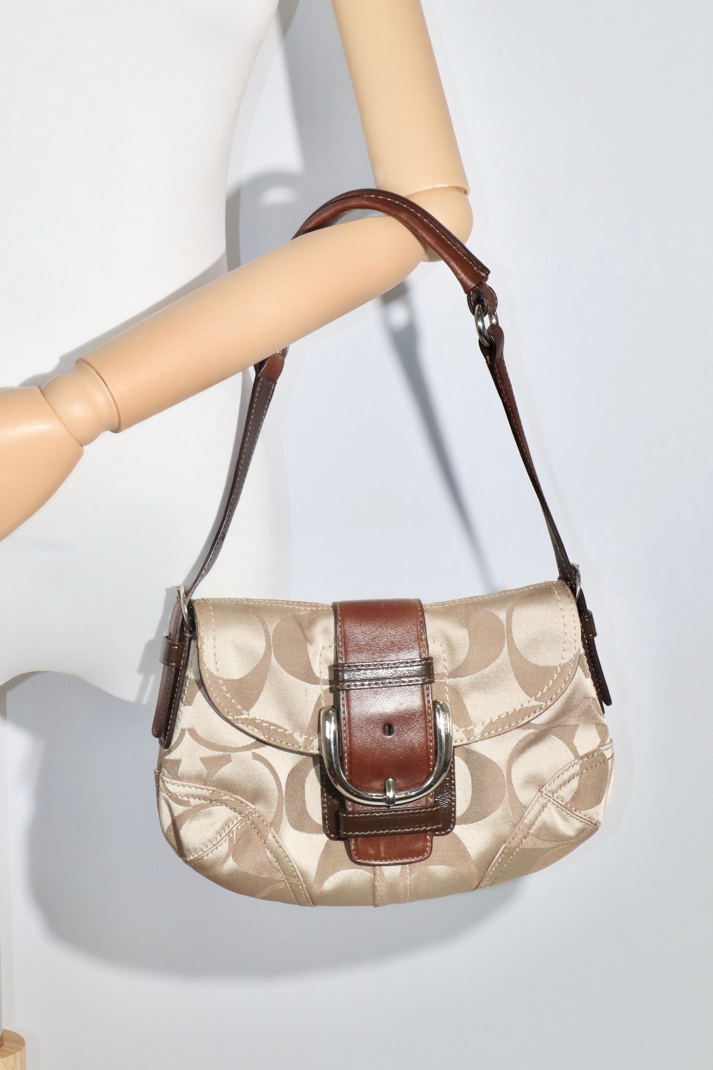 Coach Vintage 2008 Satin Soho Belt Shoulder Bag in Brown & Beige - Girl Seazon