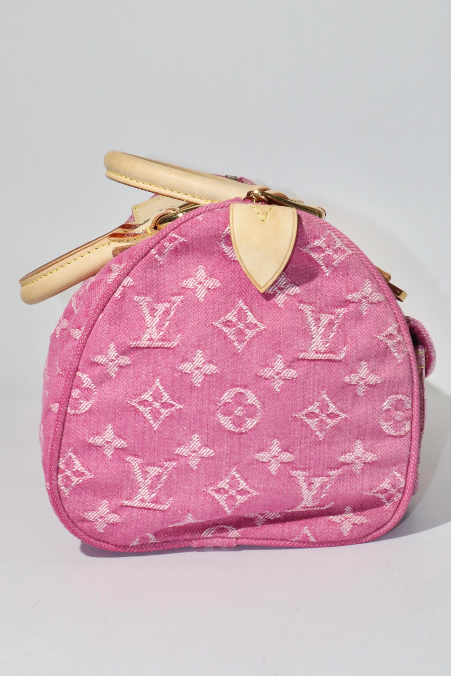 Louis Vuitton Vintage 2006 Fuchsia Denim Monogram Speedy Bag - Girl Seazon