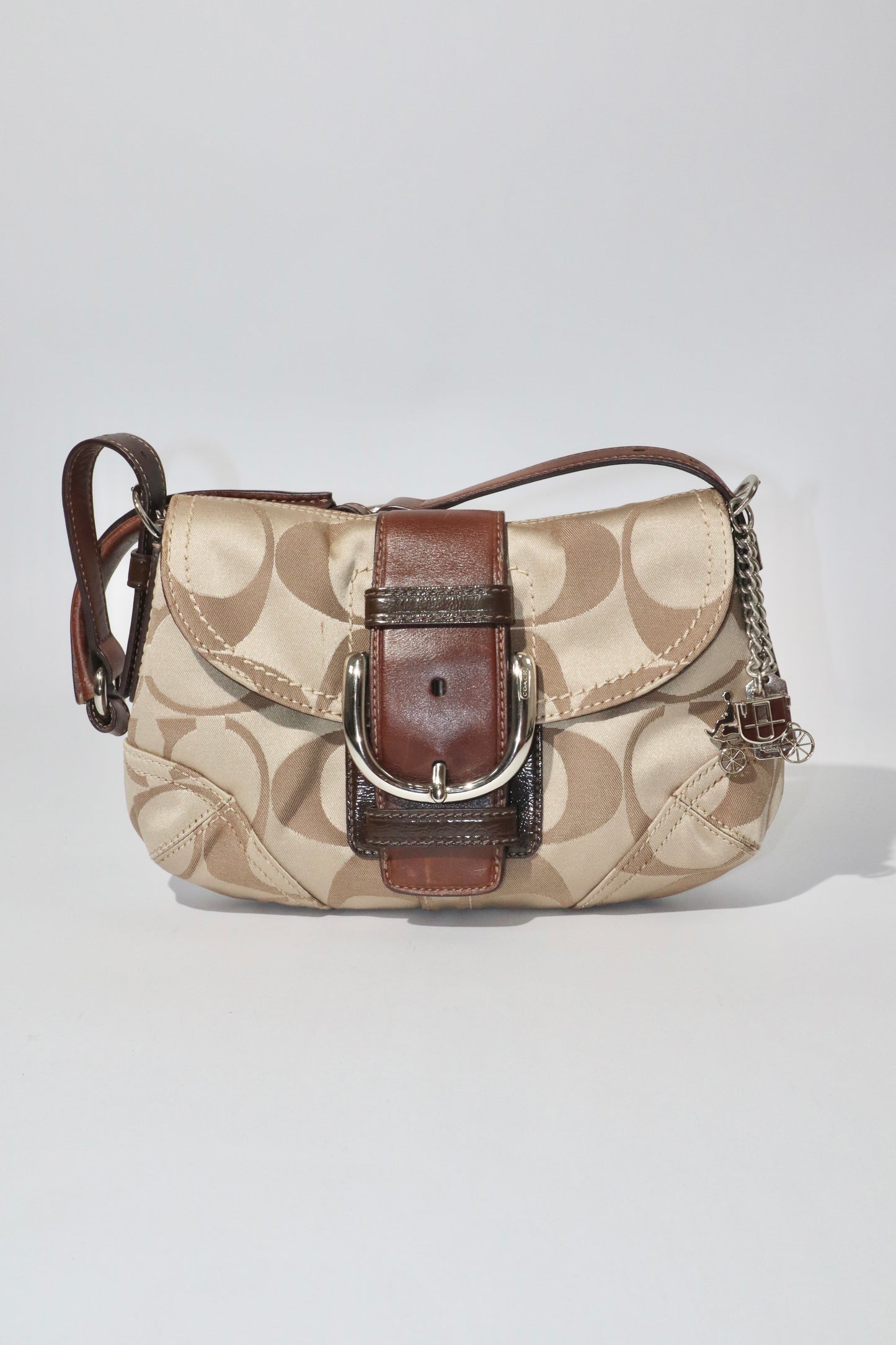 Coach Vintage 2008 Satin Soho Belt Shoulder Bag in Brown & Beige - Girl Seazon