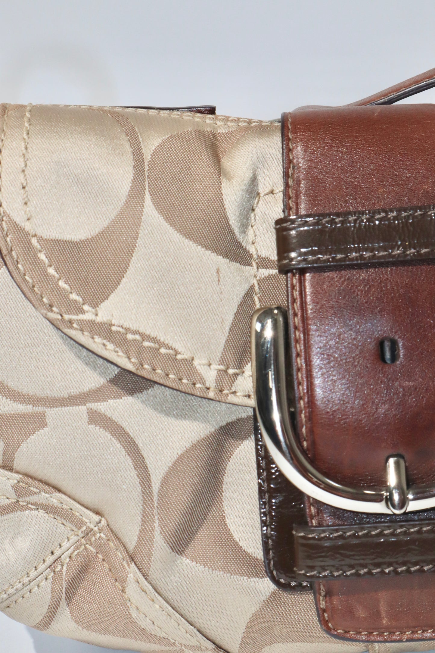 Coach Vintage 2008 Satin Soho Belt Shoulder Bag in Brown & Beige - Girl Seazon