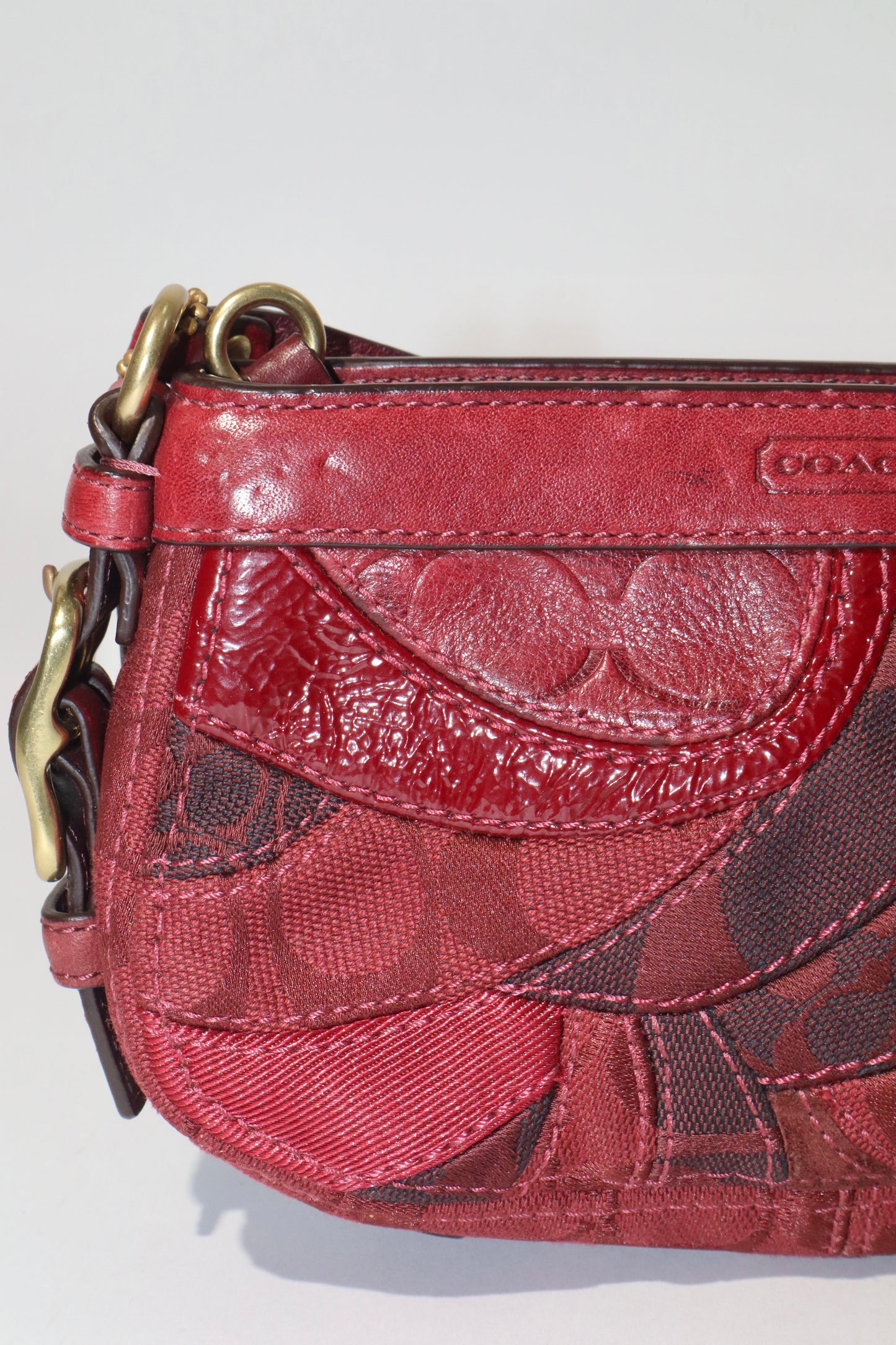Vintage Coach Demi Burgundy Patchwork Handbag - Girl Seazon