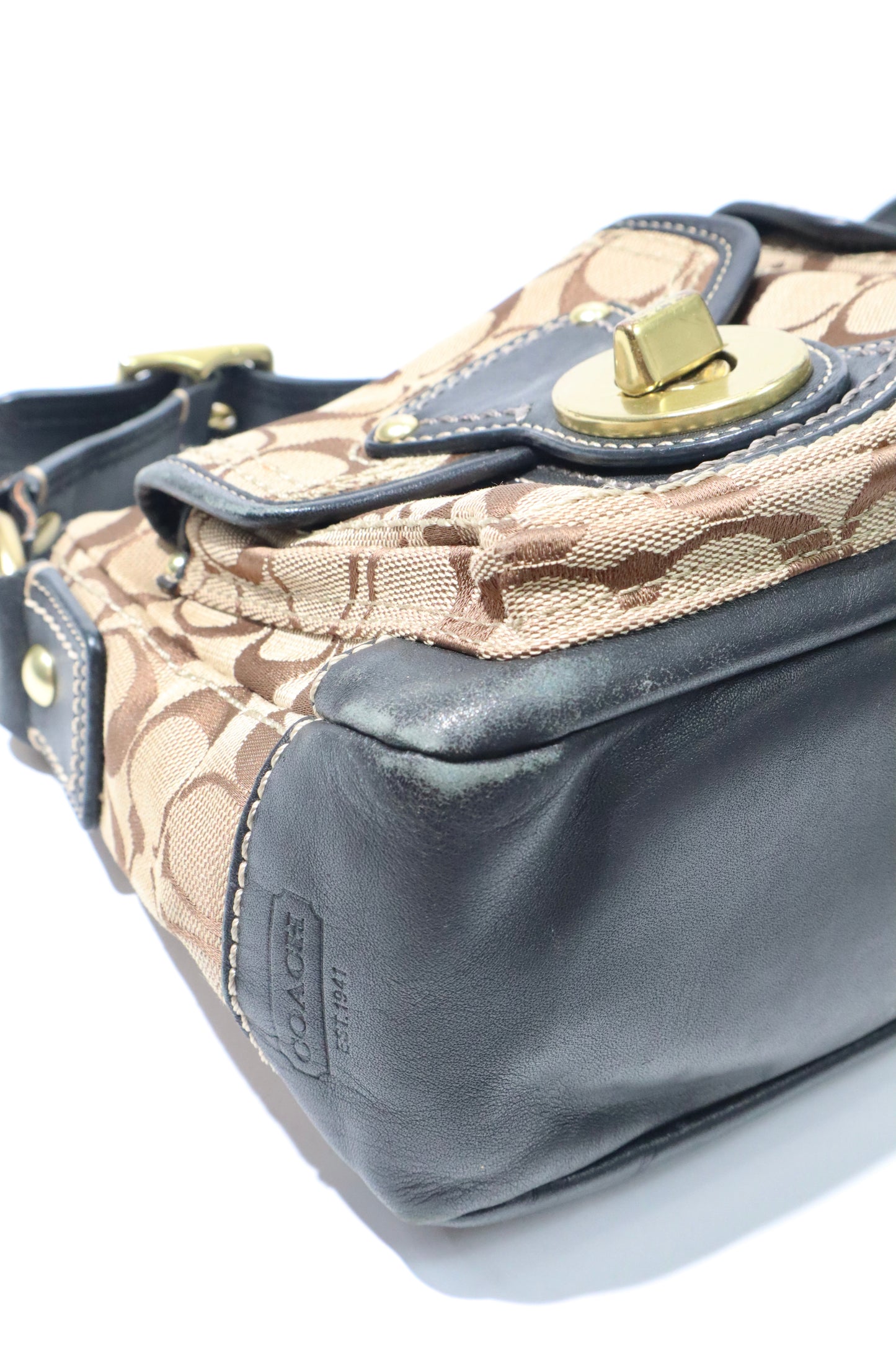 Coach Vintage Leather Satchel Gardenia in Brown & Black - Girl Seazon