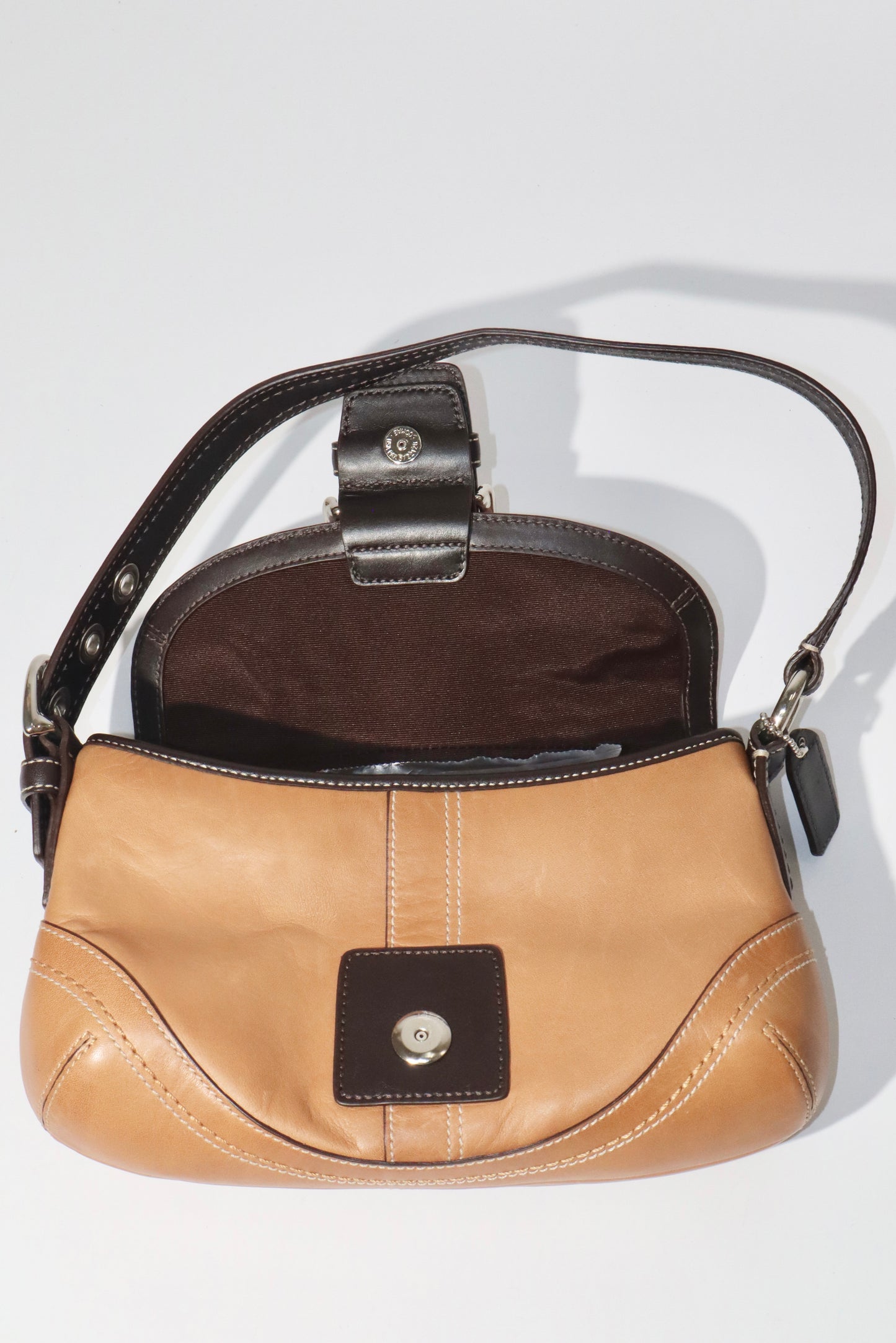 Vintage Y2K Coach 2007 Tan Leather Mini Soho Shoulder Bag - Girl Seazon