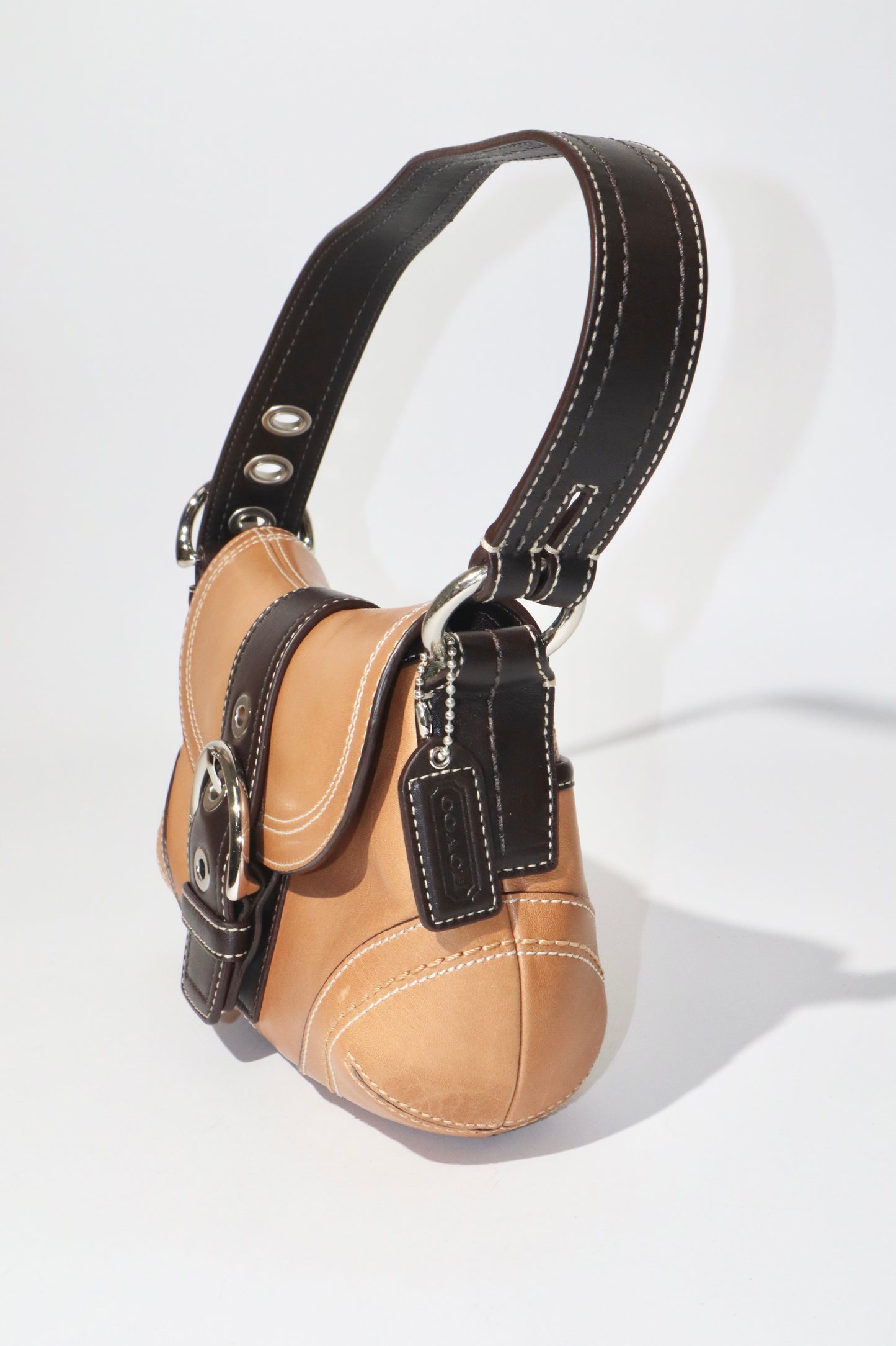 Vintage Y2K Coach 2007 Tan Leather Mini Soho Shoulder Bag - Girl Seazon