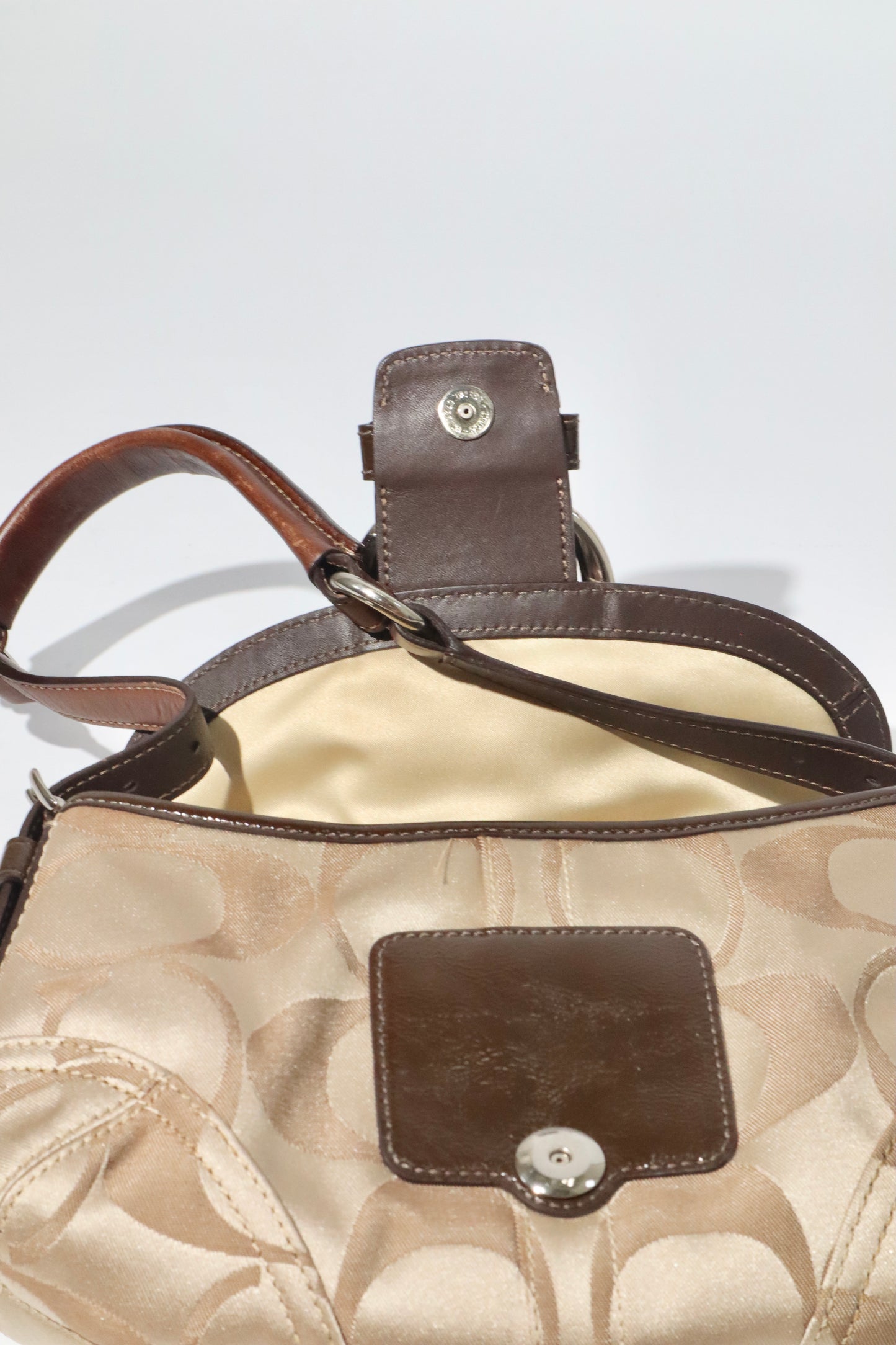 Coach Vintage 2008 Satin Soho Belt Shoulder Bag in Brown & Beige - Girl Seazon