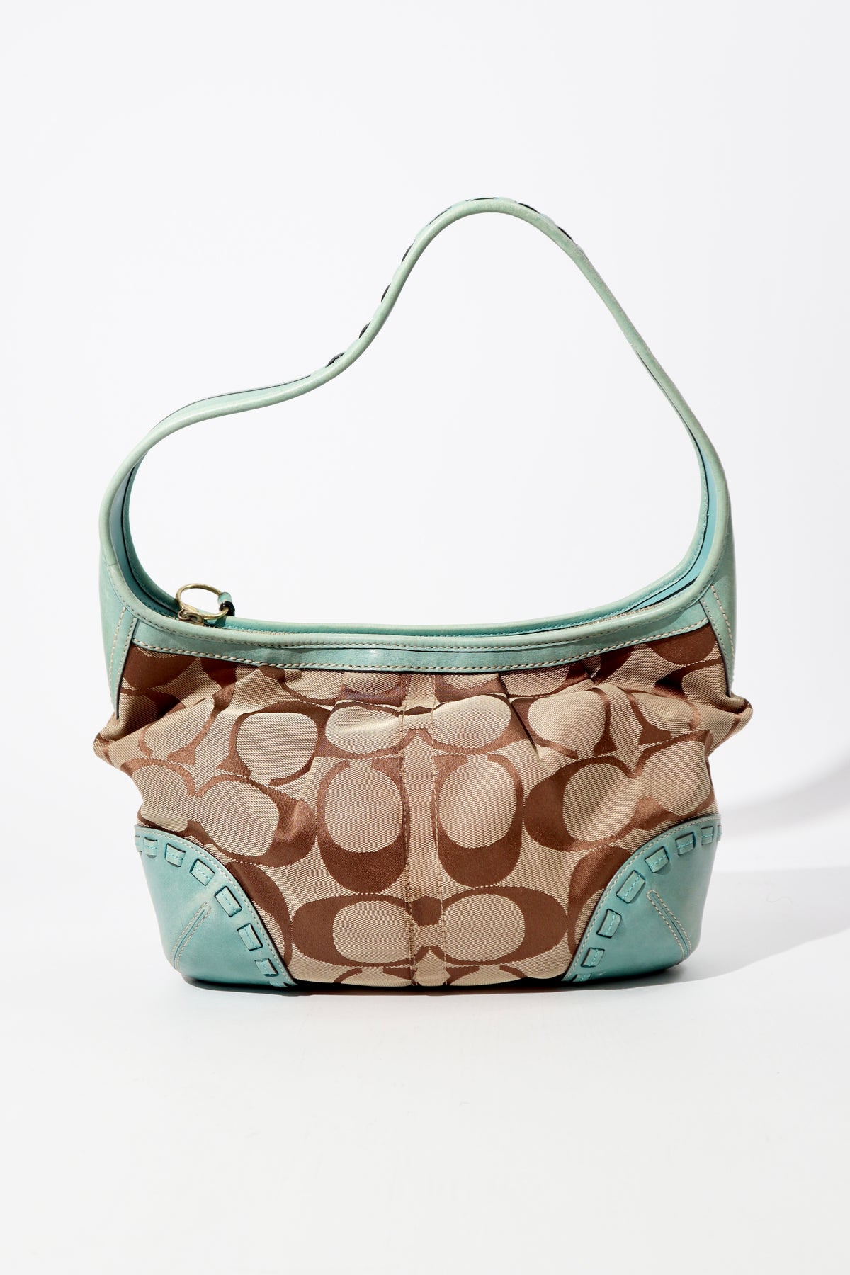 Vintage Coach 12227 Ergo Shoulder Bag with Turquoise Trim (Rare Find)