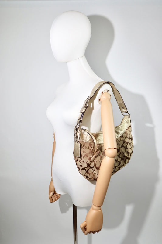 Coach Signature Canvas Shoulder Bag in Gold – F13740