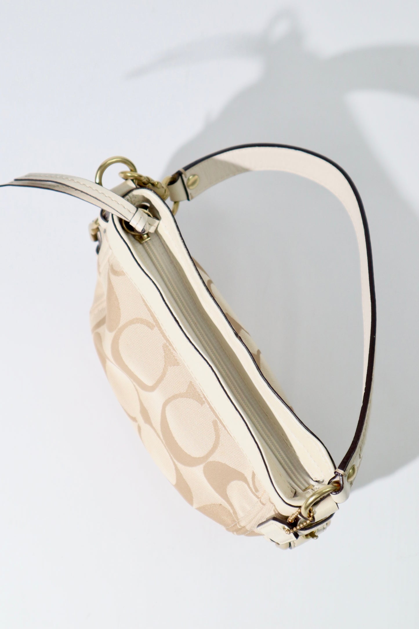 Coach Mini Carly Shoulder Bag in beige and white - 41856