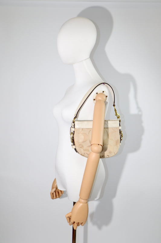 Coach Mini Carly Shoulder Bag in beige and white - 41856