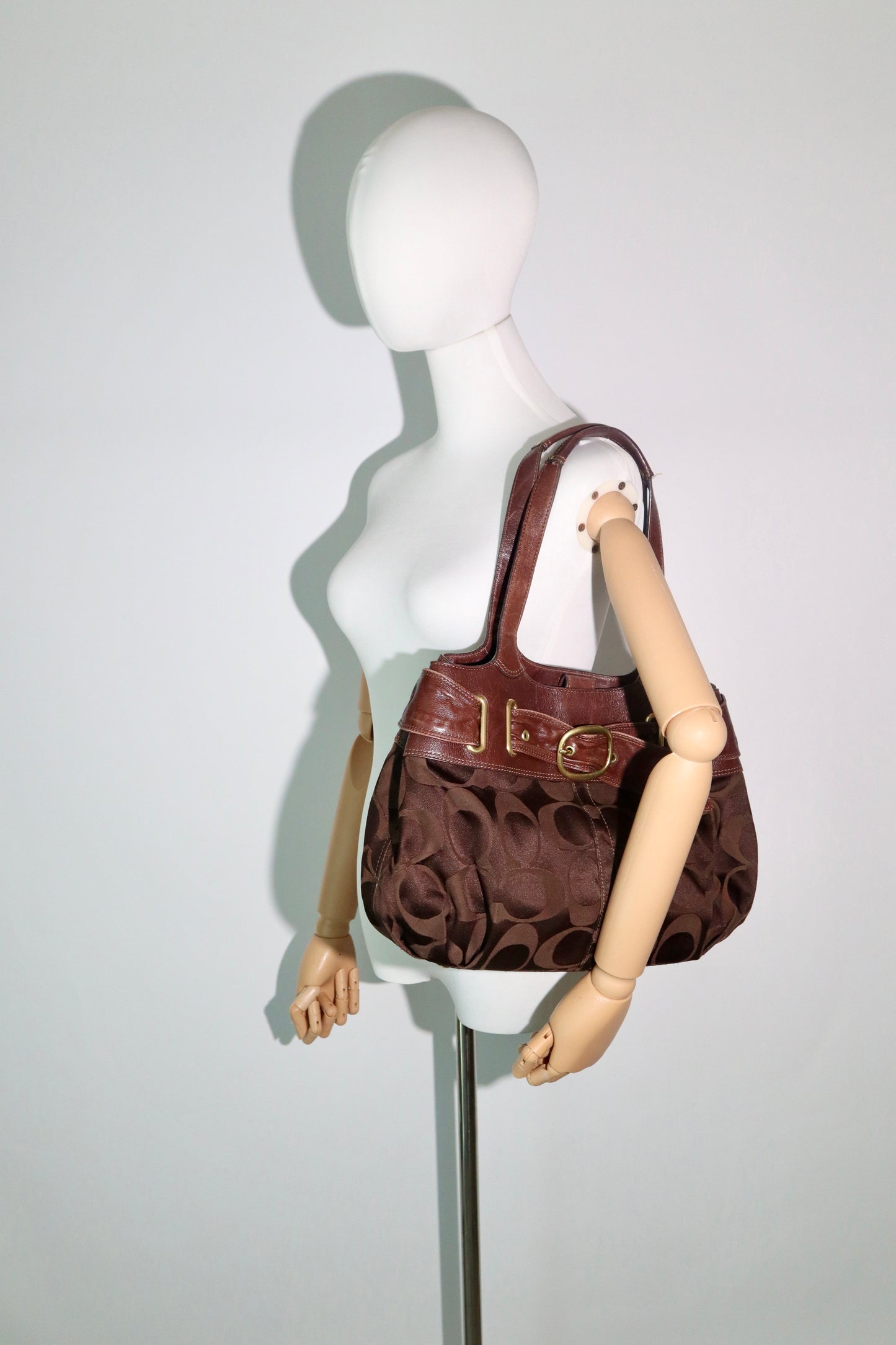 Coach Op Art Canvas Shoulder Bag – Chocolate Brown (Style 13879)