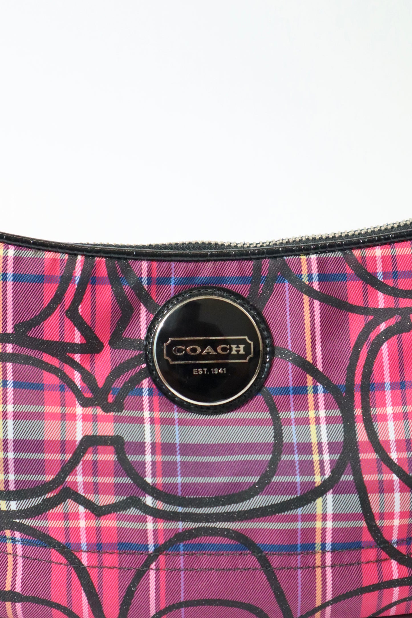Coach Poppy Berry Tartan Plaid Shoulder Bag Crossbody (F15463) – Red & Pink Check