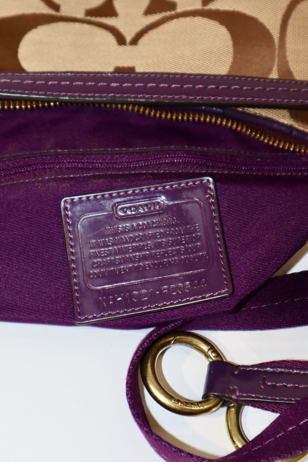 Coach 2 Way Bag in Purple (style F23544)