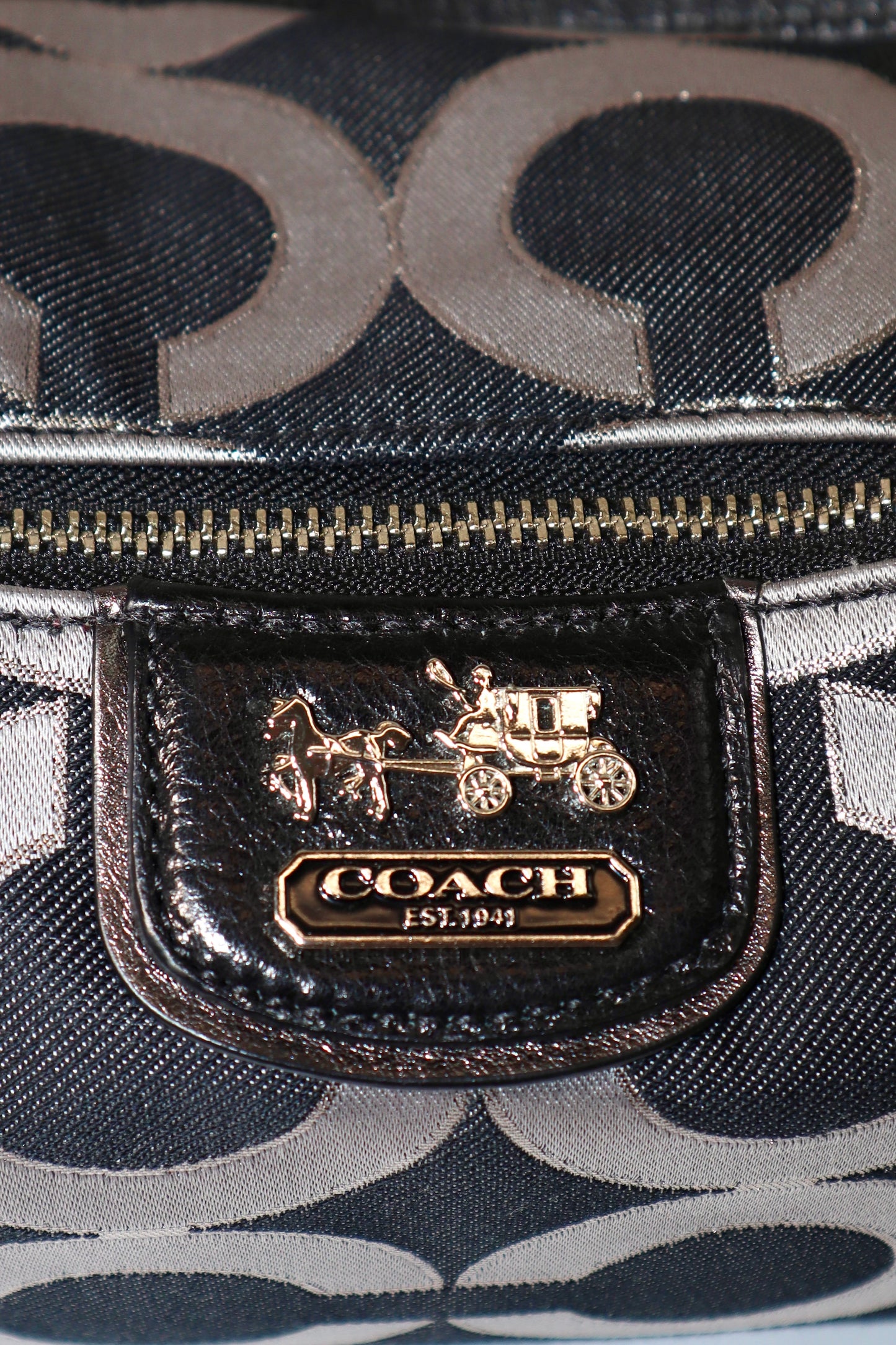 Coach Madison Op Art Shoulder Bag – Black/Grey – Style 18596