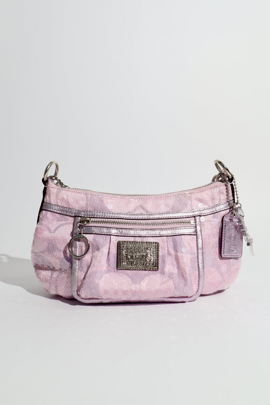 Coach Sequin Pink Poppy Shoulder Bag (14541)