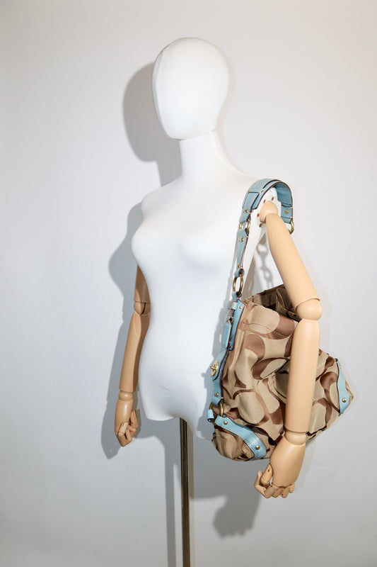 Coach Carly Hobo Shoulder Bag in Blue (Rare Find) 10620