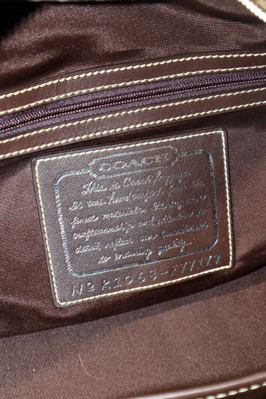 Coach Signature Stripe Boston Duffel Travel Bag, style F10392 (Silver Hardware)