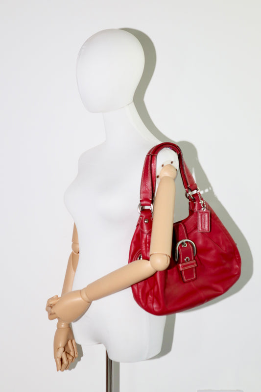 Vintage Coach Soho F18750 Tote Schultertasche Rotes Signature Canvas Lackleder | Seltene Y2K
