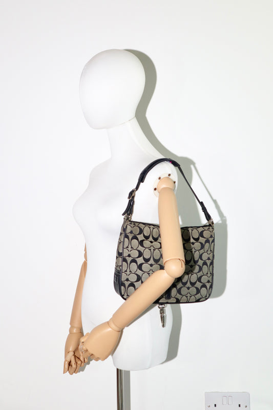 Coach Hampton Clip Shoulder Bag in Black/Grey, Style (6091)