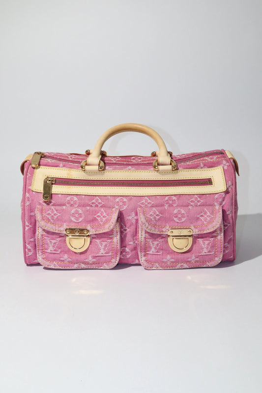Louis Vuitton Vintage 2006 Fuchsia Denim Monogram Speedy Bag - Girl Seazon