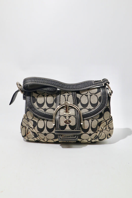 Coach Vintage 2006 Soho Belt Shoulder Bag in Canvas Black/Grey - Girl Seazon