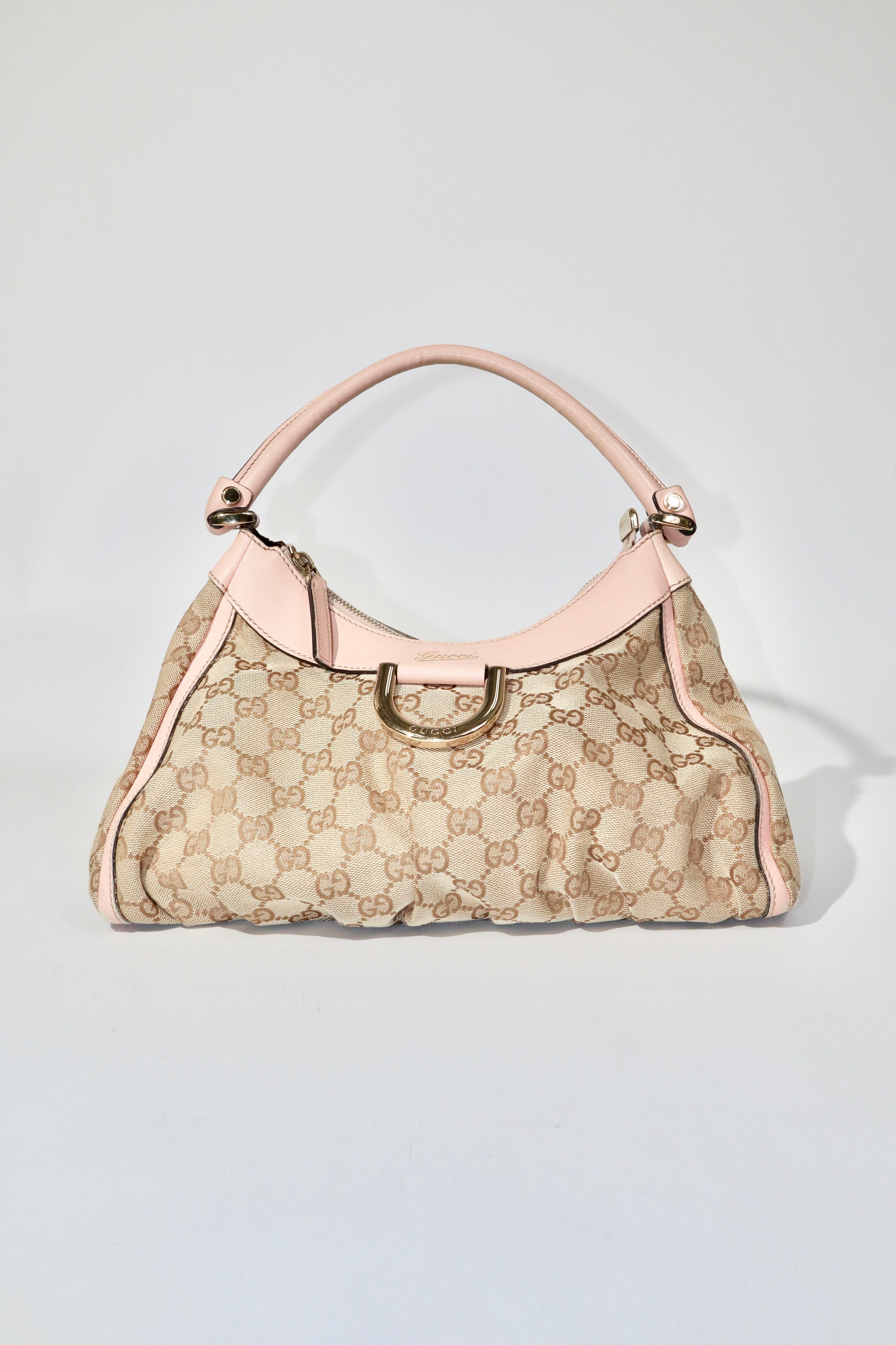 Vintage Gucci GG Abbey D Ring Shoulder Bag in Baby Pink - Girl Seazon