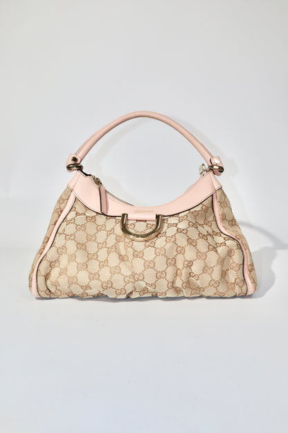 Vintage Gucci GG Abbey D Ring Shoulder Bag in Baby Pink - Girl Seazon