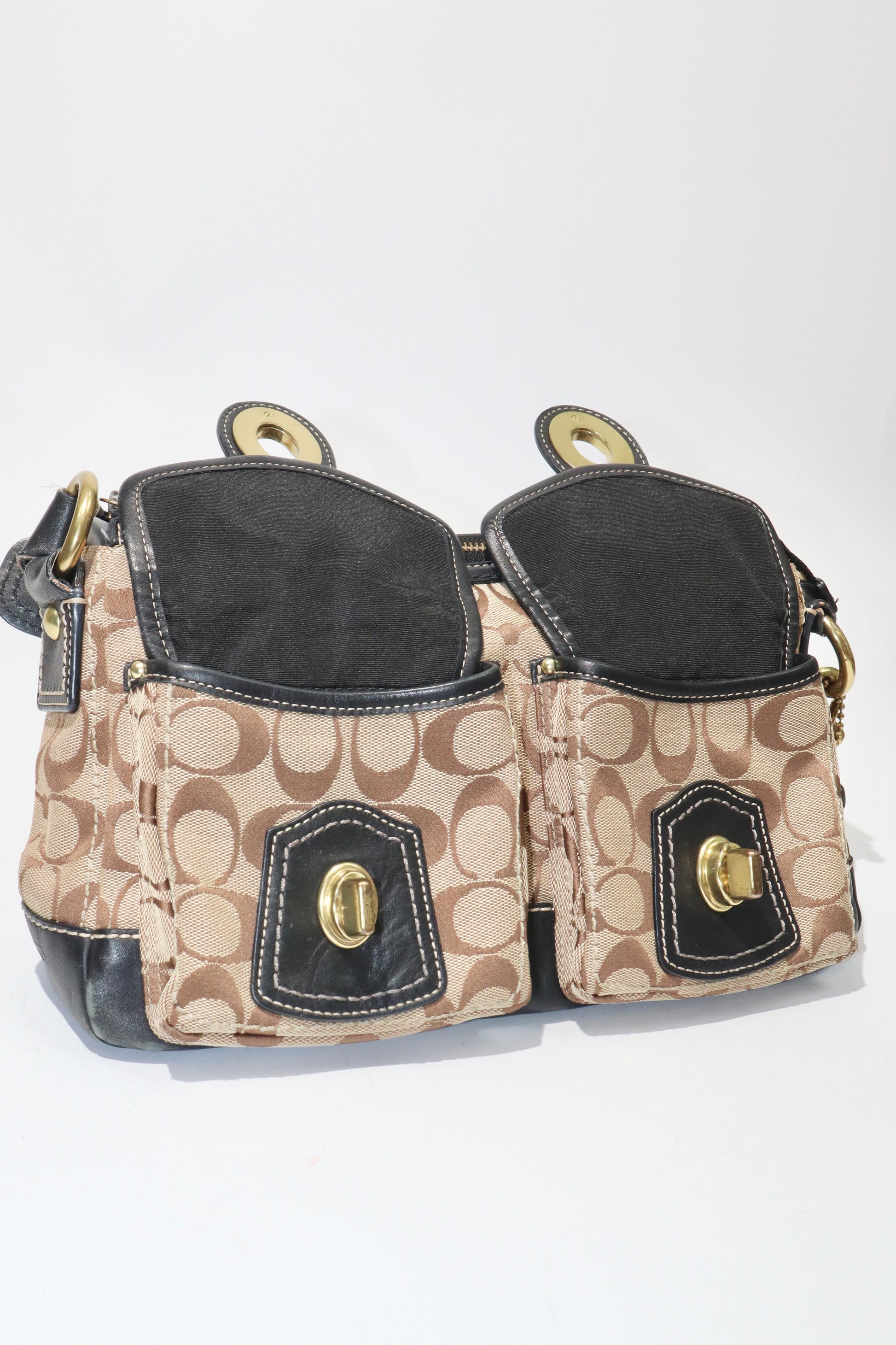 Coach Vintage Leather Satchel Gardenia in Brown & Black - Girl Seazon