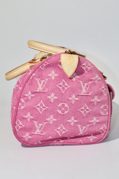Louis Vuitton Vintage 2006 Fuchsia Denim Monogram Speedy Bag - Girl Seazon