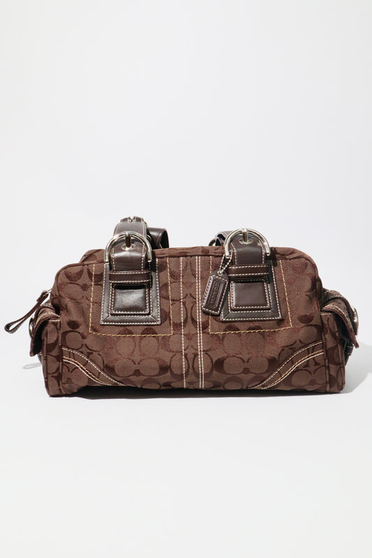 Vintage Coach 2006 Chocolate Brown Duffle Buckle Shoulder Bag - Girl Seazon
