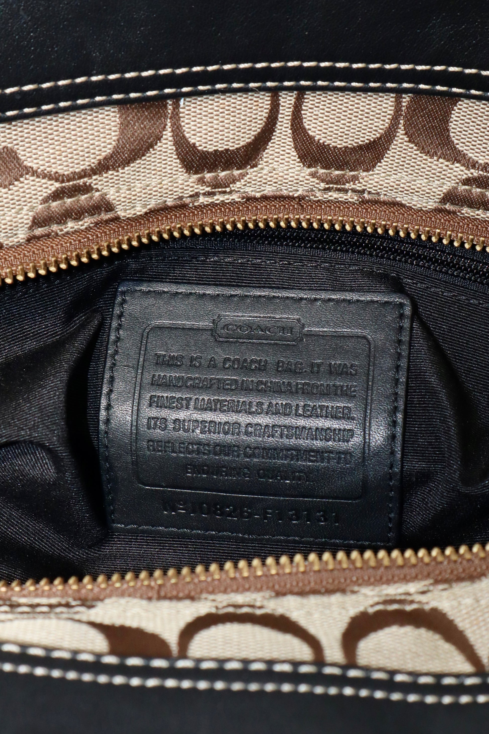 Coach Vintage 2002 Leather Satchel Gardenia handbag interior label and craftsmanship details