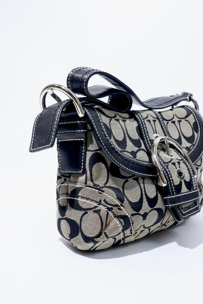 Coach Vintage 2006 Soho Belt Shoulder Bag in Canvas Black/Grey - Girl Seazon