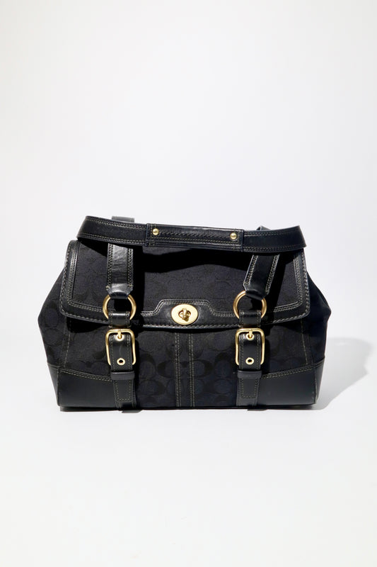 Coach Signature 2002 Hampton Satchel/Carryall in Black - Girl Seazon