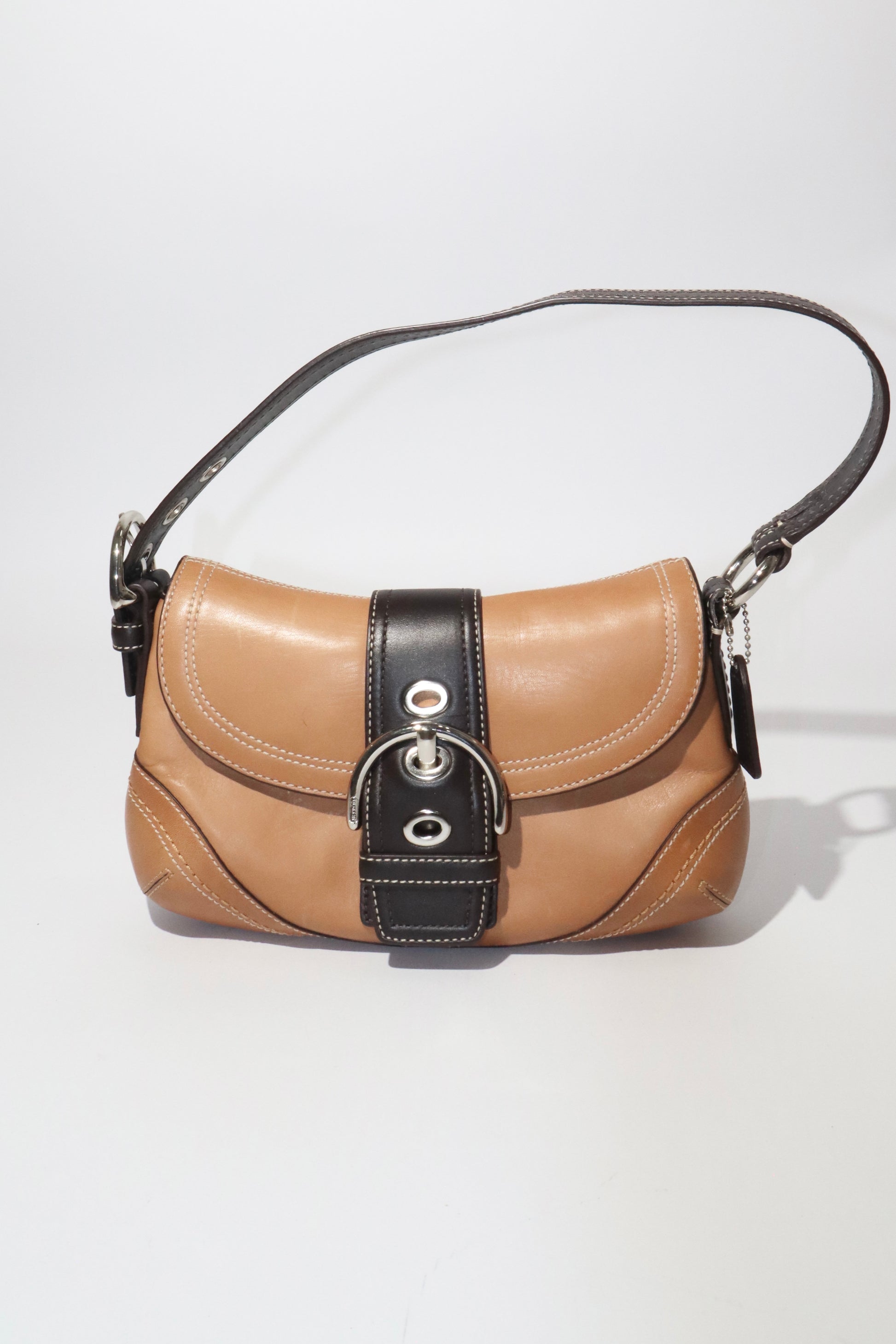 Vintage Y2K Coach 2007 Tan Leather Mini Soho Shoulder Bag - Girl Seazon