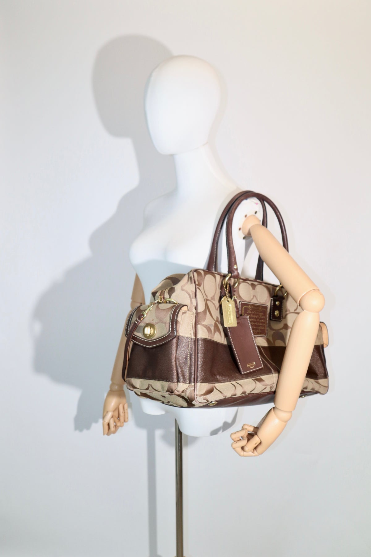 Coach Signature Stripe Boston Duffel Travel Bag, style F10392