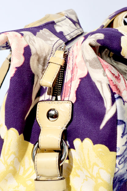Vintage Coach 2002 Purple Floral Fabric Maggie Shoulder Bag - Girl Seazon