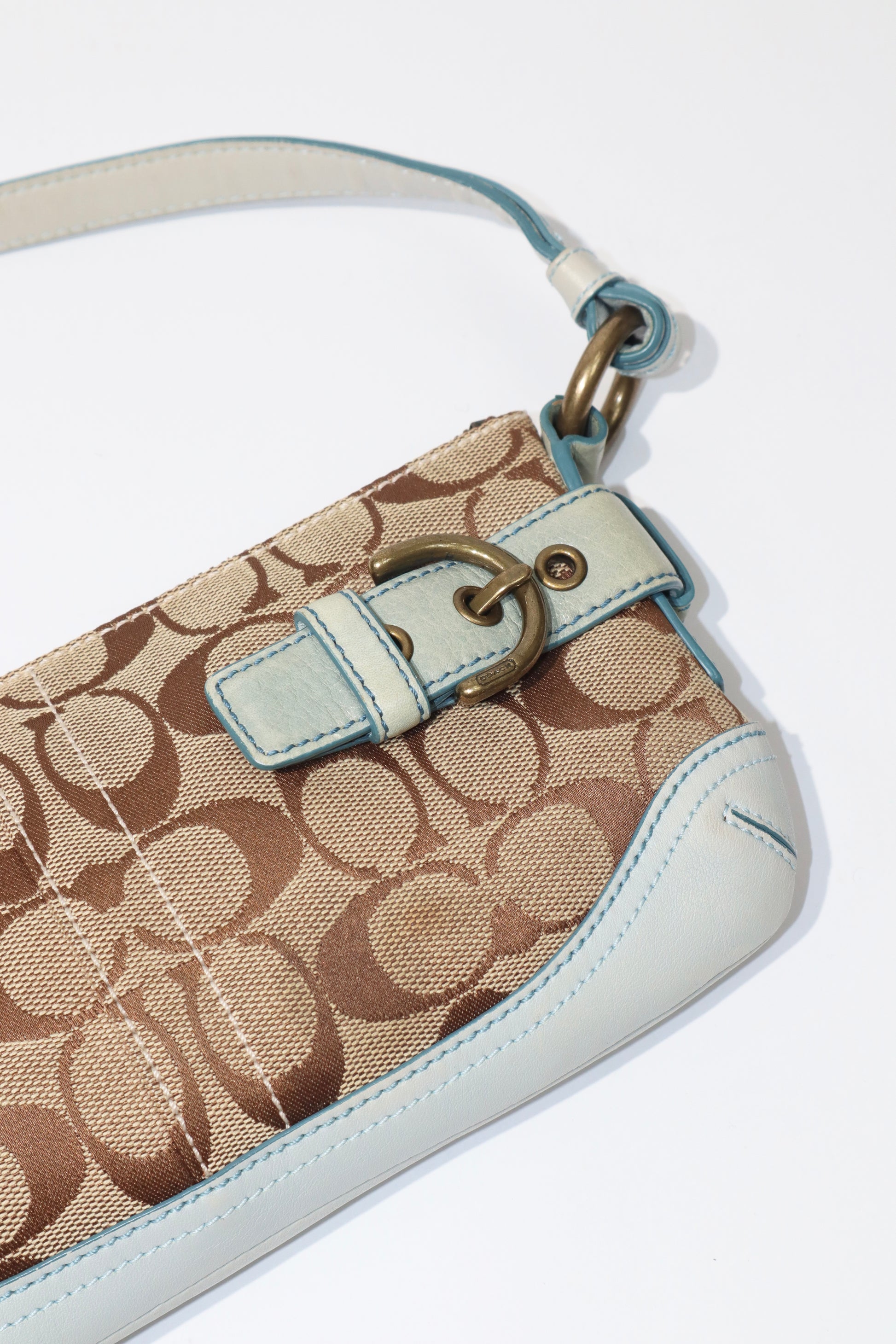 Vintage Coach 2005 Mini Belt Shoulder Bag in Light Blue - Girl Seazon