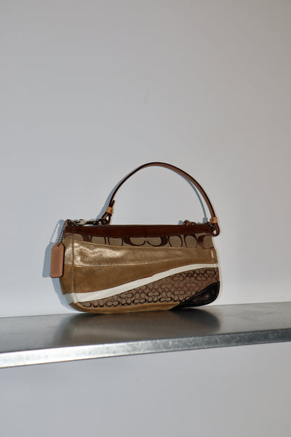 Coach Patchwork Accessory Pouch - Brown/Gold
