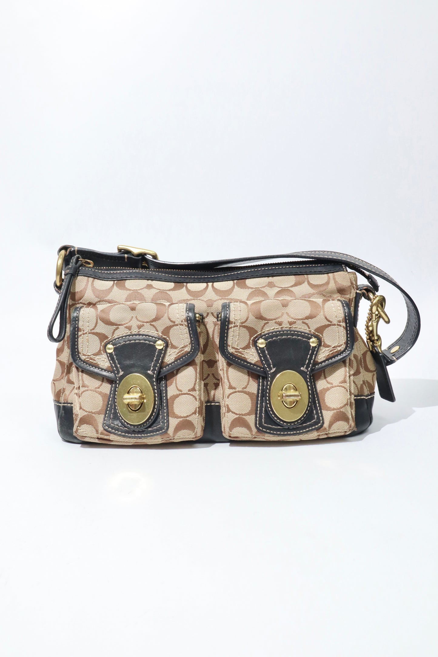 Coach Vintage Leather Satchel Gardenia in Brown & Black - Girl Seazon