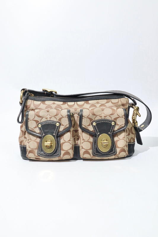 Coach Vintage Leather Satchel Gardenia in Brown & Black - Girl Seazon