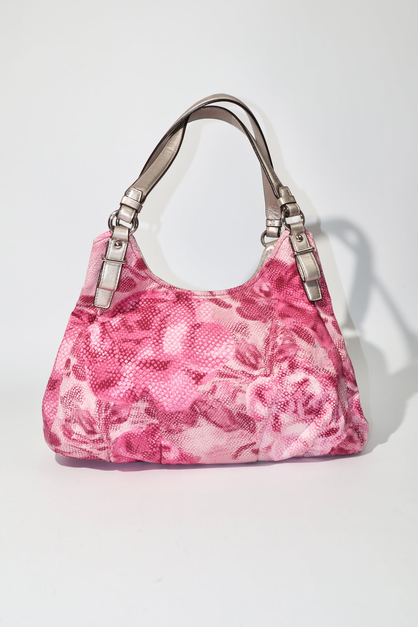 Vintage Coach 2002 Pink Floral Fabric Maggie Shoulder Bag - Girl Seazon