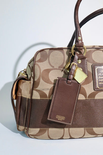 Coach Signature Stripe Boston Duffel Travel Bag, style F10392