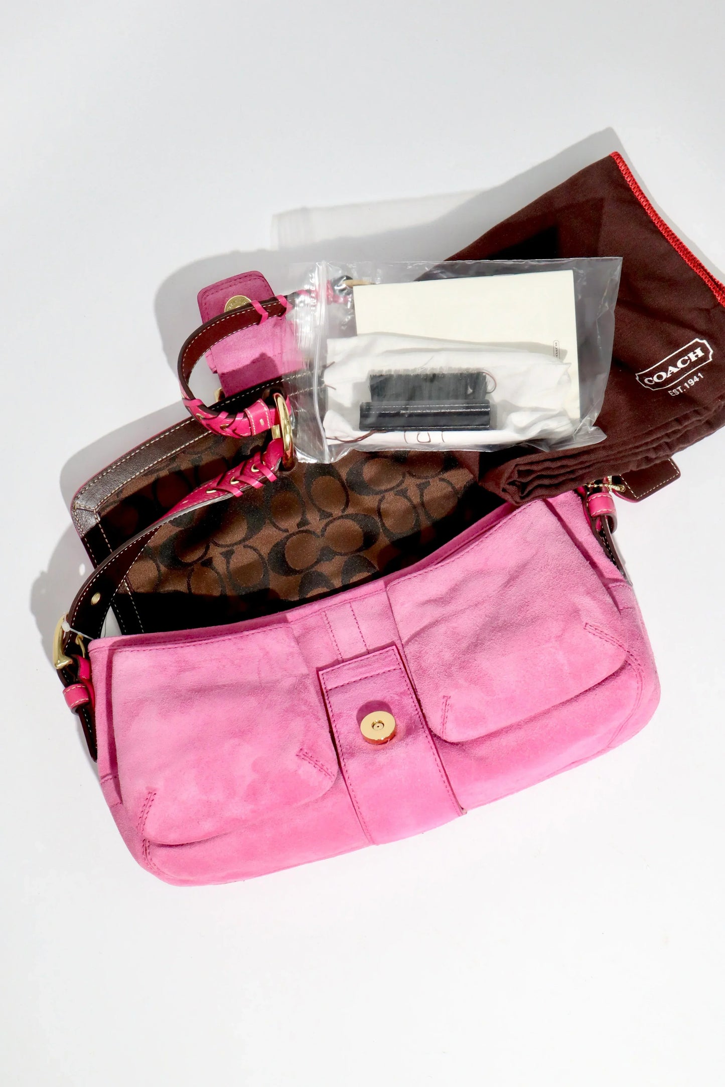 Coach Soho Hot Pink 2004 Suede Vintage Shoulder Bag - Girl Seazon