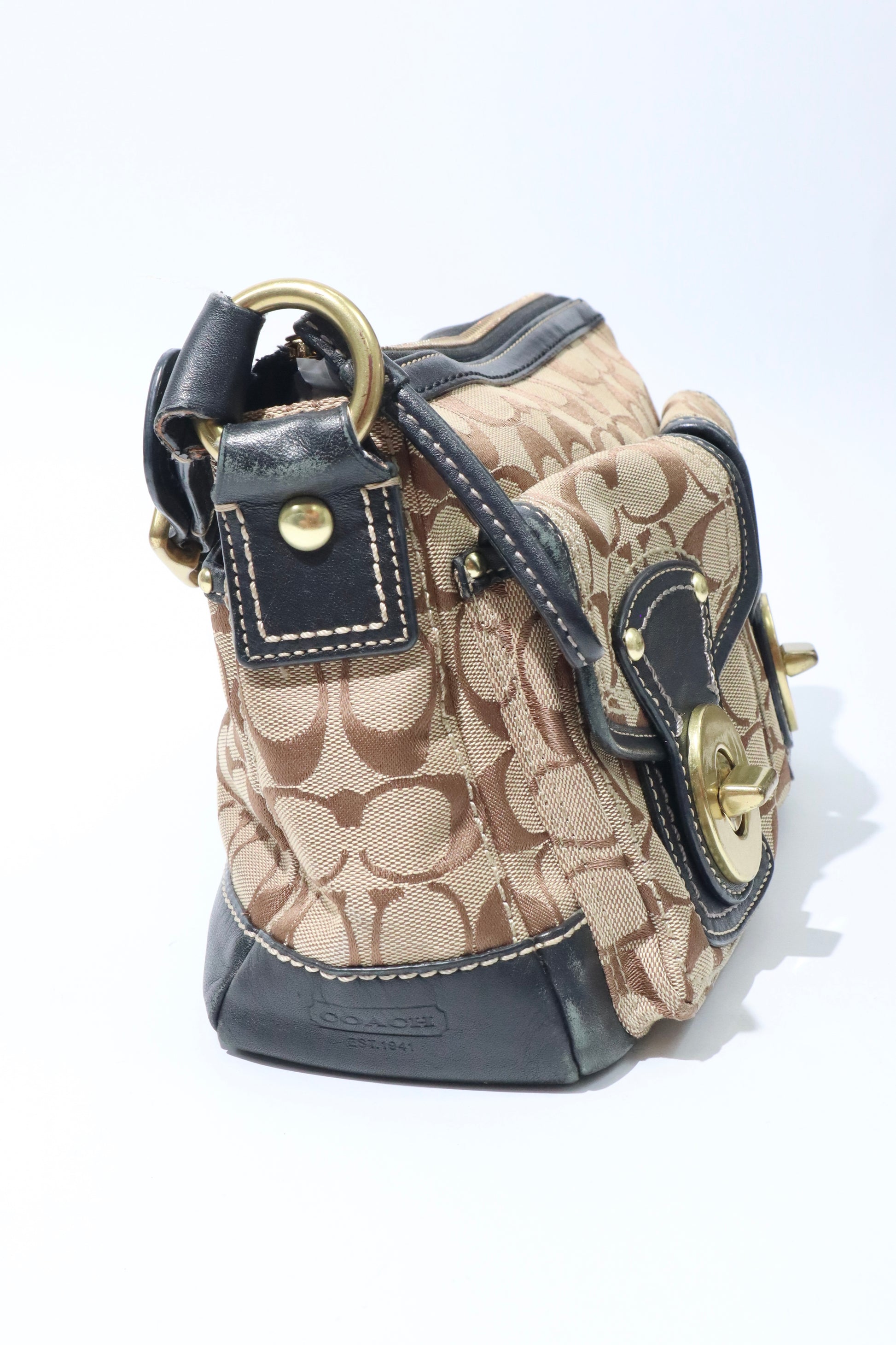 Coach Vintage Leather Satchel Gardenia in Brown & Black - Girl Seazon