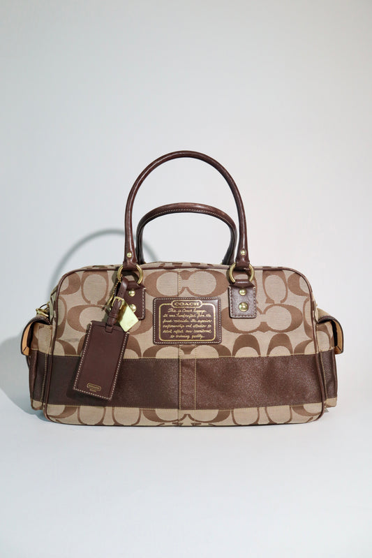 Coach Signature Stripe Boston Duffel Travel Bag, style F10392