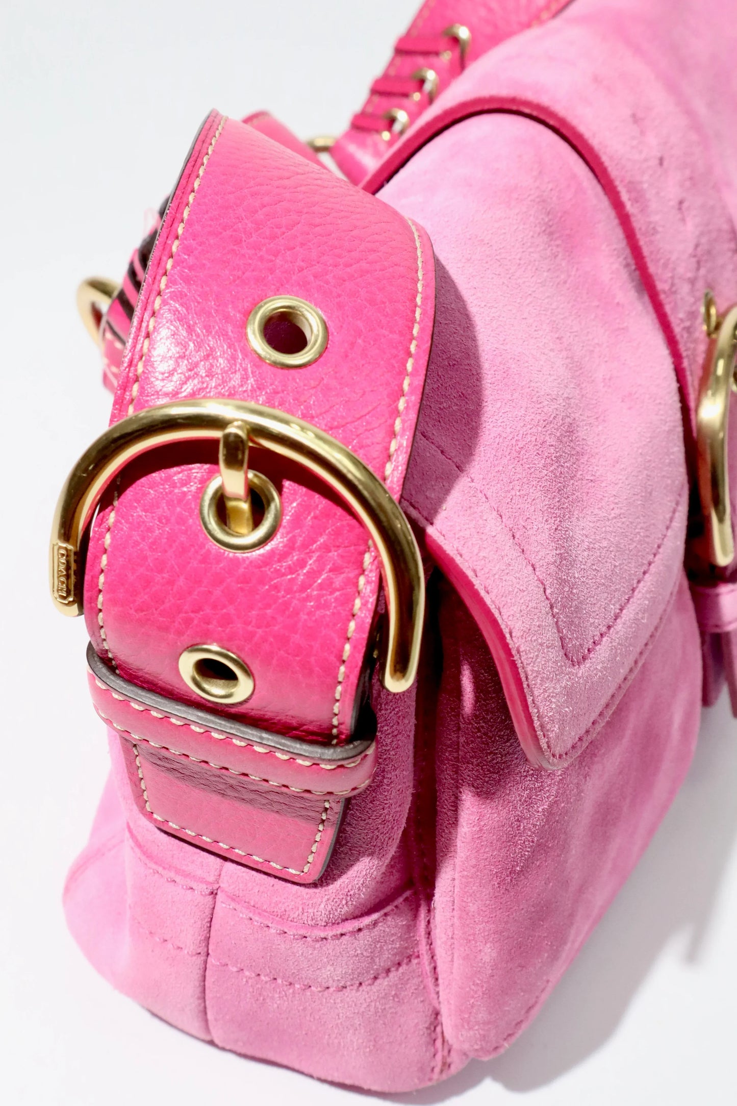 Coach Soho Hot Pink 2004 Suede Vintage Shoulder Bag - Girl Seazon