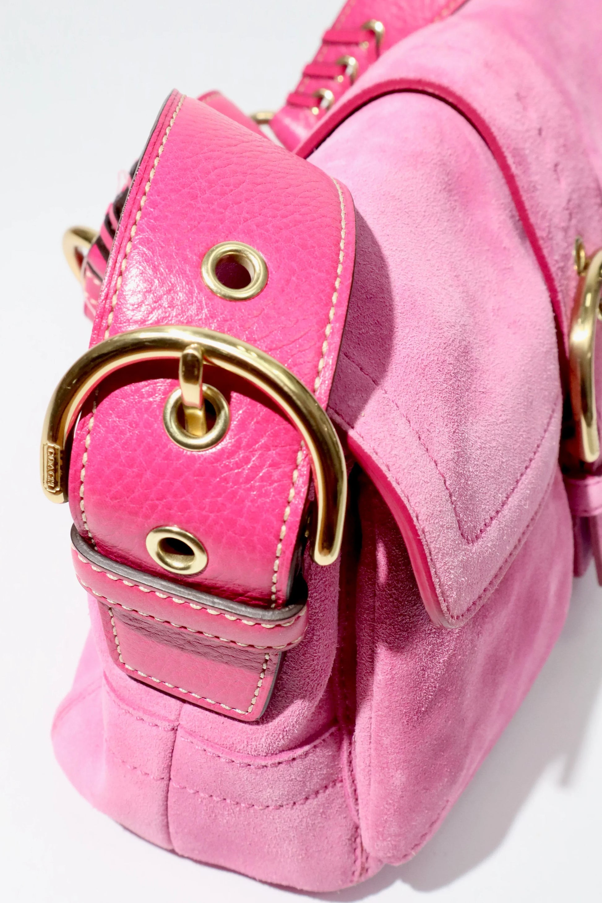 Coach Soho Hot Pink 2004 Suede Vintage Shoulder Bag - Girl Seazon
