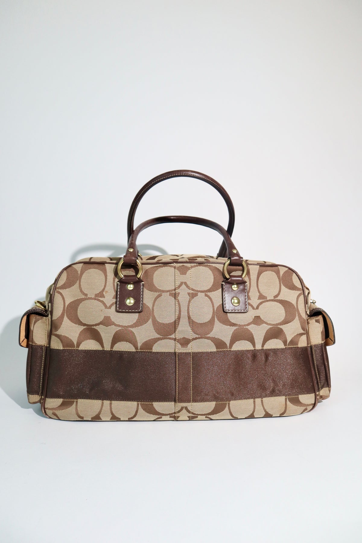 Coach Signature Stripe Boston Duffel Travel Bag, style F10392