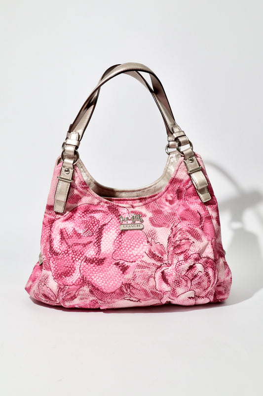 Vintage Coach 2002 Pink Floral Fabric Maggie Shoulder Bag - Girl Seazon