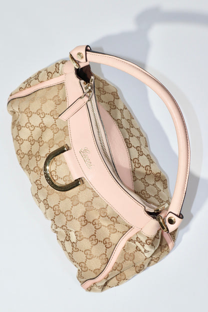 Vintage Gucci GG Abbey D Ring Shoulder Bag in Baby Pink - Girl Seazon