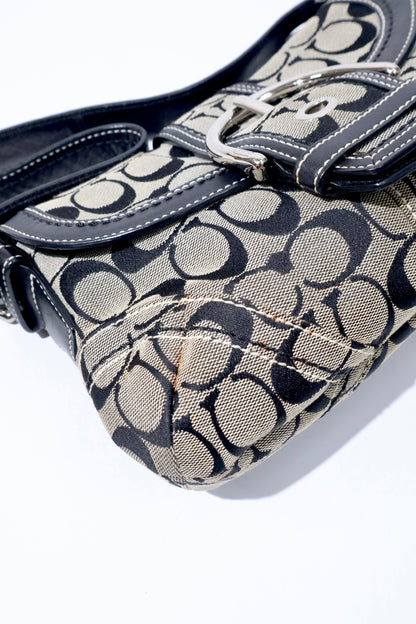Coach Vintage 2006 Soho Belt Shoulder Bag in Canvas Black/Grey - Girl Seazon